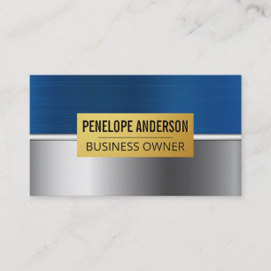 Carte De Visite Arrière - plan métallique en argent bleu