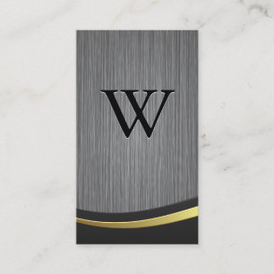 Carte De Visite Arrière - plan métallique Monogramme classique