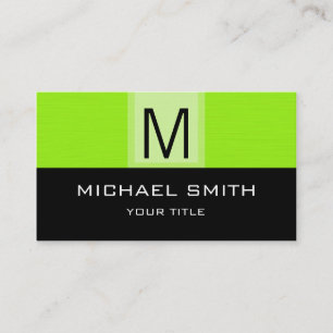 Carte De Visite Arrière - plan Monogram Modern Black & Lime
