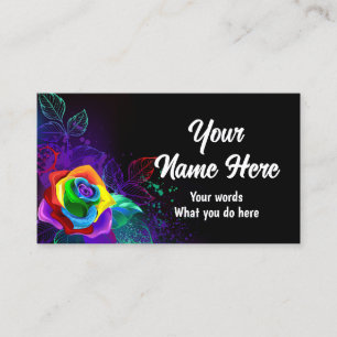 Carte De Visite Arrière - plan noir avec roses arc-en-ciel