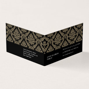 Carte De Visite Arrière - plan noir de modèle Damask