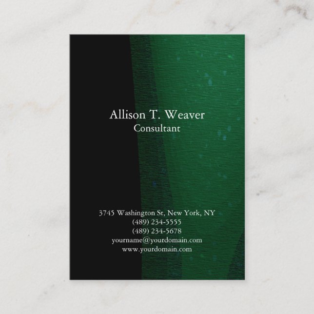 Carte De Visite Arrière - plan professionnel noir vert clair uniqu (Devant)