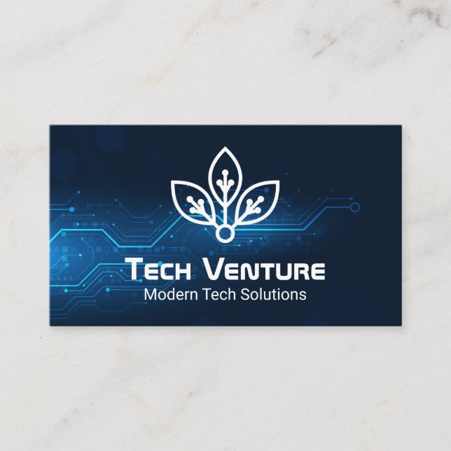 Carte De Visite Arrière - plan Tech Blue | Logo Techie (Devant)