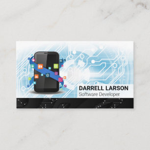 Carte De Visite Arrière - plan technologique Logo Logiciel Appli