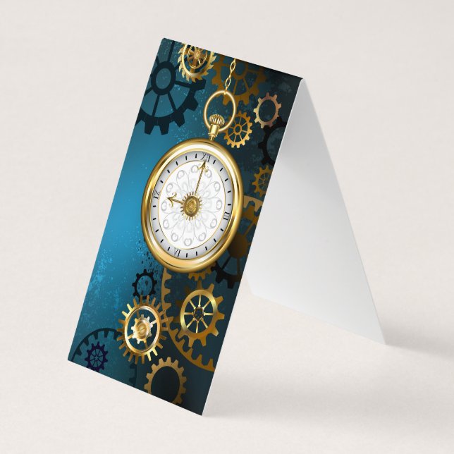 Carte De Visite Arrière - plan turquoise à vapeur avec engrenages (Dos)