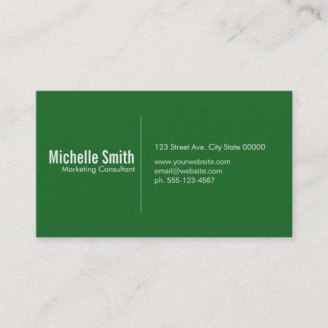 Carte De Visite Arrière - plan vert avec ligne Divider (Devant)