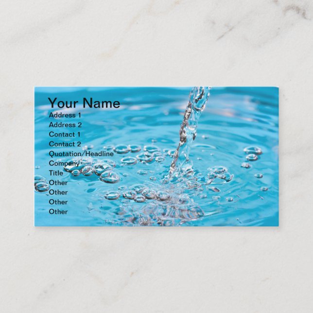 Carte De Visite Arrosez l'écoulement dans une piscine (Devant)
