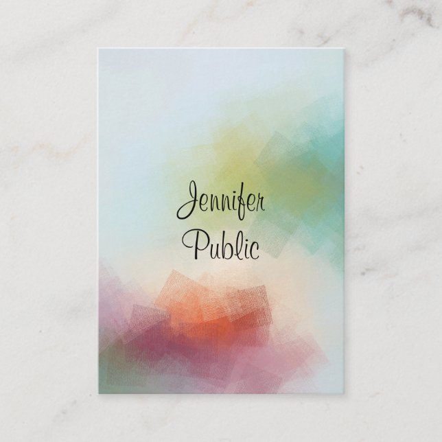 Carte De Visite Art Abstrait tendance Typographie verticale modern (Devant)