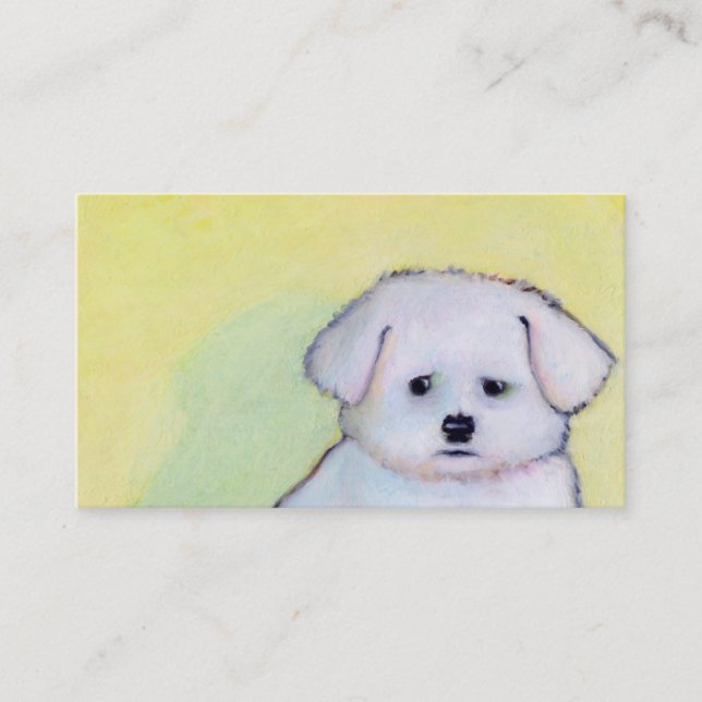 Carte De Visite Art blanc de chien dessinant le chiot inquiété peu (Devant)