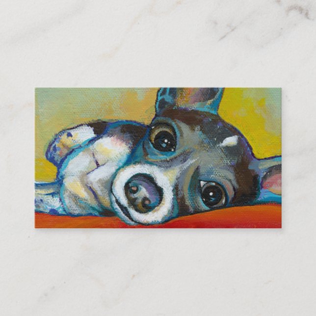 Carte De Visite Art de chien de chiwawa - peinture adorable de (Devant)