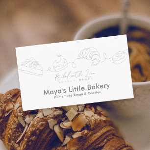 Carte De Visite Art de ligne minimaliste moderne Boulangerie Pâtis