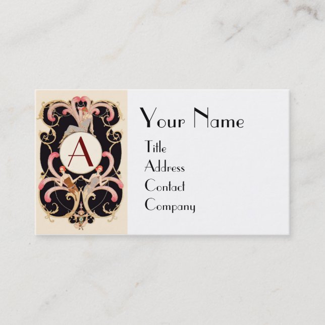 CARTE DE VISITE ART DÉCO BEAUTÉ MODE COSTUME DESIGNER MONOGRAMME (Devant)