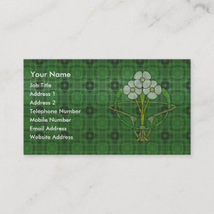 Carte De Visite Art déco celtique design floral trois fleurs blanc