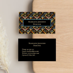 Carte De Visite Art déco coloré Gold Black Blue Designer