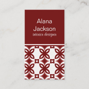 Carte de visite Art déco fleuris, Crimson