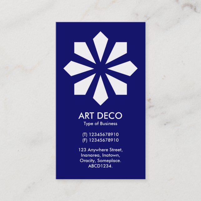 Carte De Visite Art Déco Flower Star - Navy Blue 000066 (Devant)