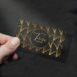 Carte De Visite Art Déco Géométrique Gold Foil/Black ID492