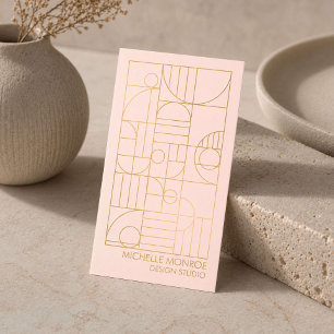 Carte De Visite Art Déco Géométrique Moderne Faux Or/Rose Designer