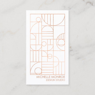 Carte De Visite Art Déco géométrique moderne Faux Rose Gold Design