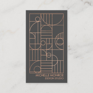 Carte De Visite Art Déco géométrique moderne Faux Rose Or/gris