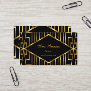 Carte De Visite Art Déco Gold Black Stripe Élégant Classé 2