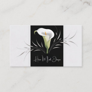 Carte De Visite Art Déco Lys calla noir et blanc Panache argenté