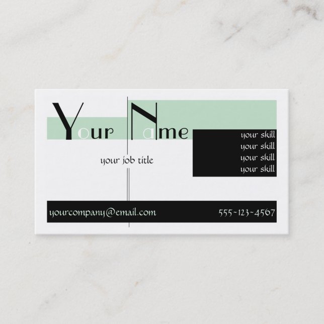 Carte De Visite Art déco modèle Pastel Green (Devant)
