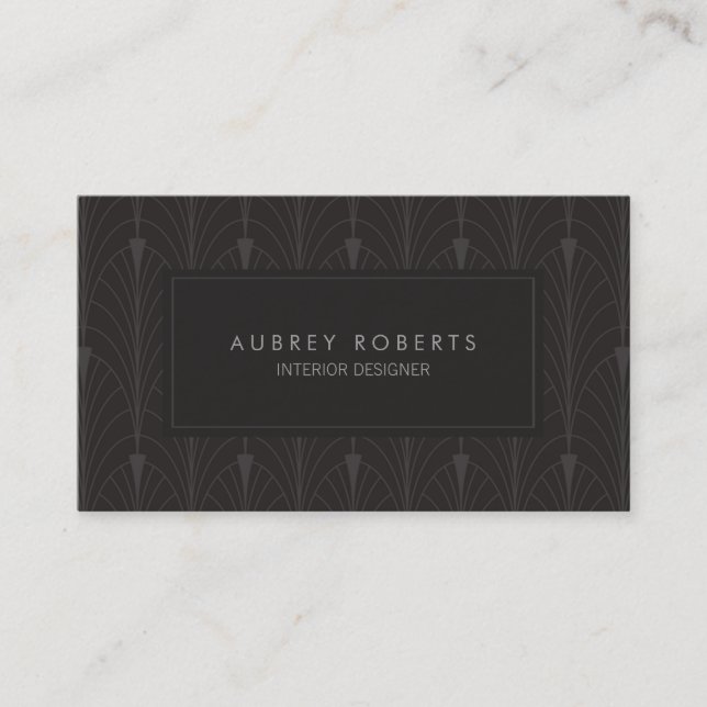 Carte De Visite Art Déco moderne Noir Motif Professionnel (Devant)