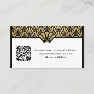 Carte De Visite Art Déco QR Code Information Black Gold Mariage