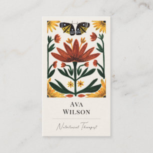 Carte De Visite Art floral abstrait peint à la main de manière sym