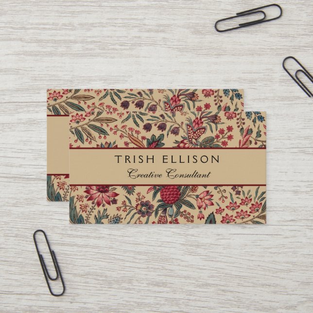 Carte De Visite Art floral de la tapisserie (Devant/Arrière en situation)