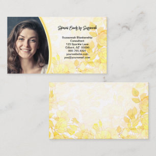 Carte De Visite Art Floral Jaune avec photo personnalisée professi