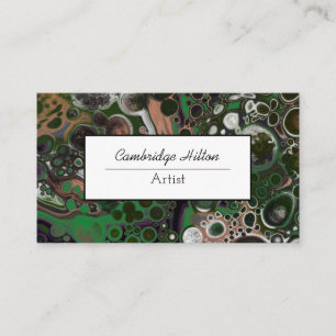 Carte De Visite Art fluide abstrait en marbre vert et marron  