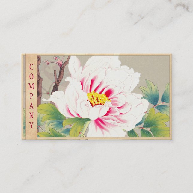 Carte De Visite Art japonais de fleur de camélia rose de Zuigetsu (Devant)
