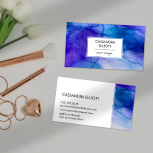 Carte De Visite Art liquide Abstrait d'encre d'alcool bleu et viol