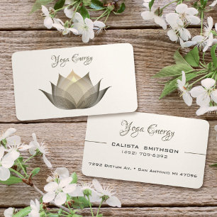 Carte De Visite Art moderne Beige Lotus Flower Elegant Unique Yoga