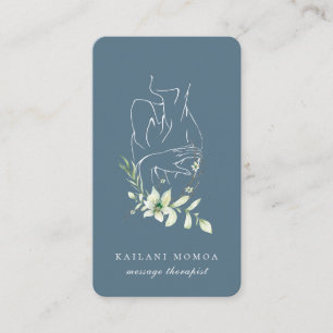 Carte De Visite Art moderne de la ligne Bleu floral féminin