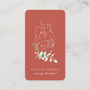 Carte De Visite Art Moderne de ligne Feminine Florale Orange