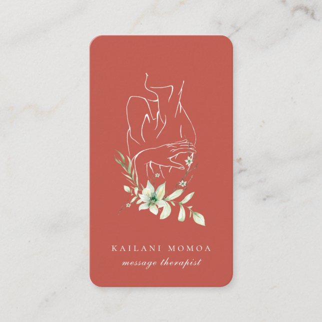 Carte De Visite Art Moderne de ligne Feminine Florale Orange (Devant)