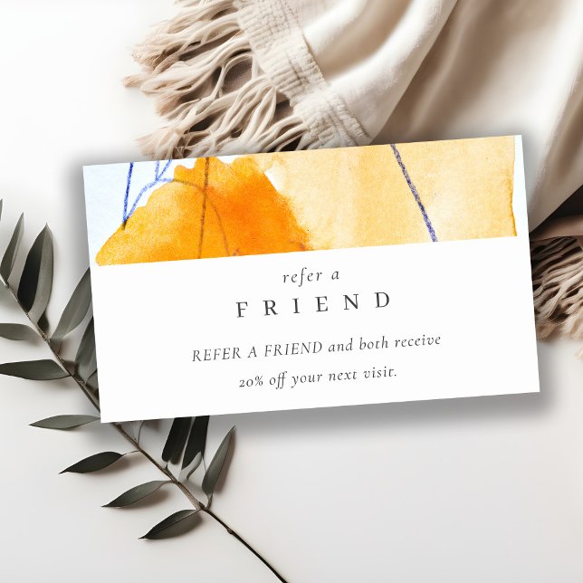 Carte De Visite Art Moderne Jaune Bleu Abstrait Référer À L'Ami (Créateur téléchargé)