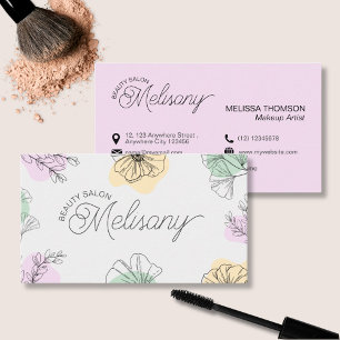 Carte De Visite Art Moderne minimaliste Pink Gold Green Floral Lin