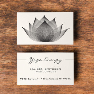 Carte De Visite Art moderne noir Lotus Flower Art Élégant Yoga uni