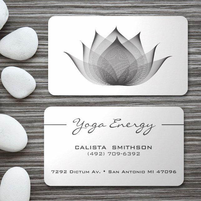 Carte De Visite Art moderne noir Lotus Flower Art Élégant Yoga uni (Créateur téléchargé)