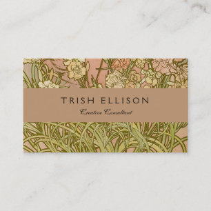 Carte De Visite Art Nouveau Alphonse Mucha Fleurs d'œillet floral