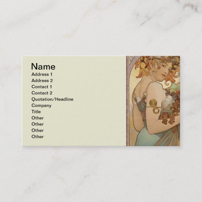Carte De Visite Art Nouveau Femme Mucha Belle (Devant)
