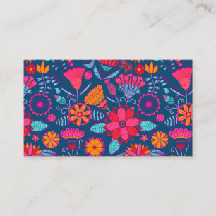 Carte De Visite Art populaire rose coloré Floral