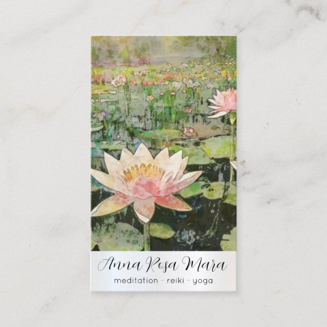 Carte De Visite *~* Art QR Lotus Water Lily FlowersAP67 (Devant)