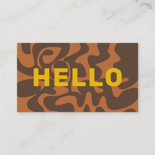 Carte De Visite Art Super rétro Bonjour Mustard Jaune Tan Brown