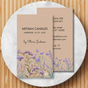 Carte De Visite Artisan Fleur Sauvage Violet Aquarelle
