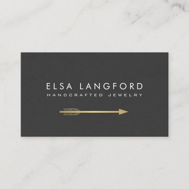 Carte De Visite Artisanat Edgy Bohemian Faux Gold Arrow (Devant)